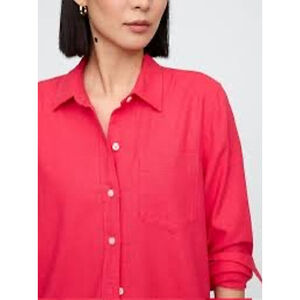 GAP Womens Linen Blend Easy Shirt Medium Coral